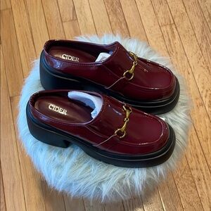 Cider Burgundy Loafers with Gold Accent